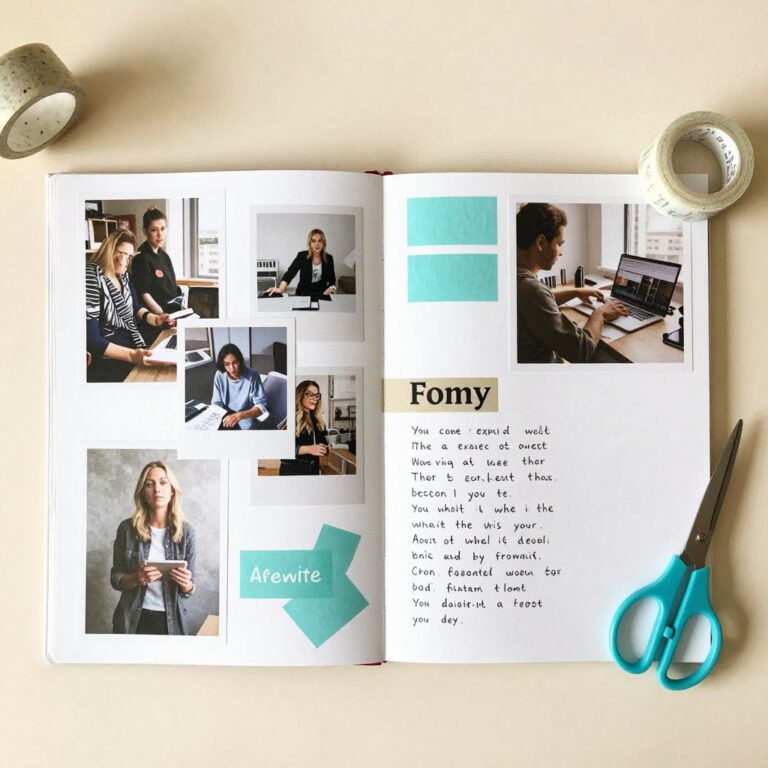 Vision board flat lay for the Envision Her masterclass